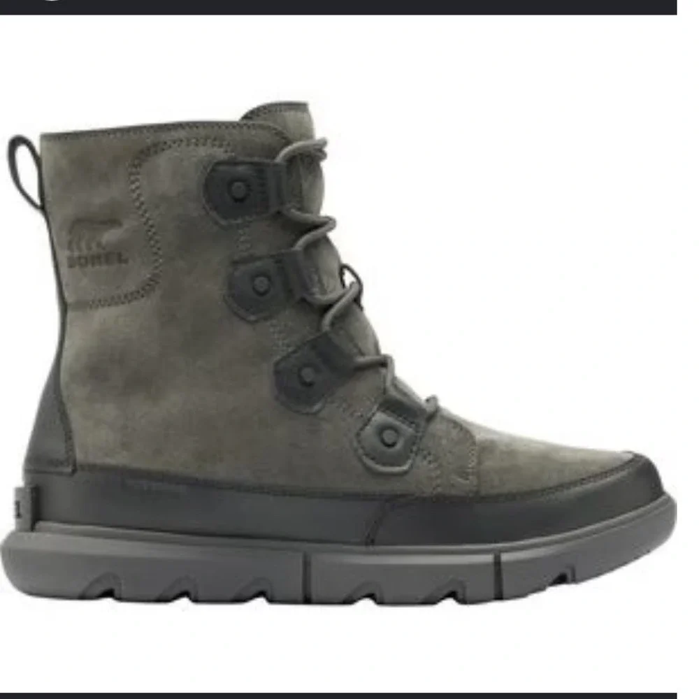 Sorel Men Explorer WP Waterproof Suede Utility Snow Lace Up Boots Grey Size 8